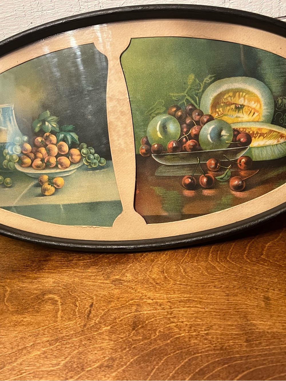 Rare Dual Devoe lithographic fruit print Primitive Cottage Core MCM Metal Frame